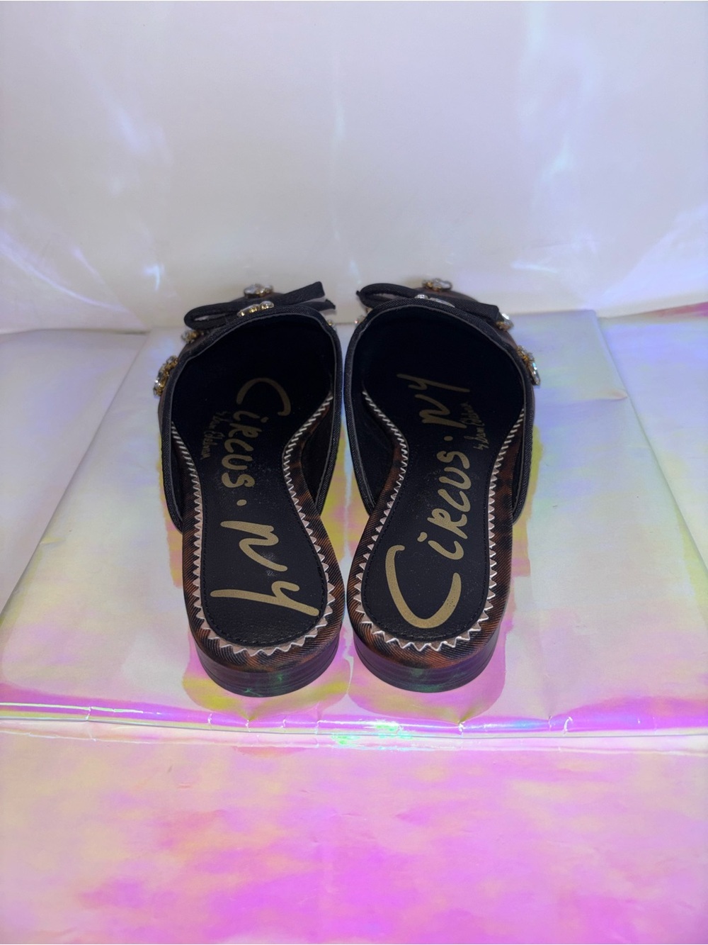 Circus by Sam Edelman Leopard Crystal-Embellished Slip-On Mules - Brown - Picture 6 of 13